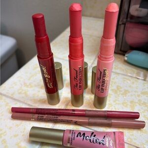 TOO FACED LIP INJECTION COLOR BOMB LIPSTICKS,LIP LINERS,LIQUIFIED LIPSTICK LOT 6